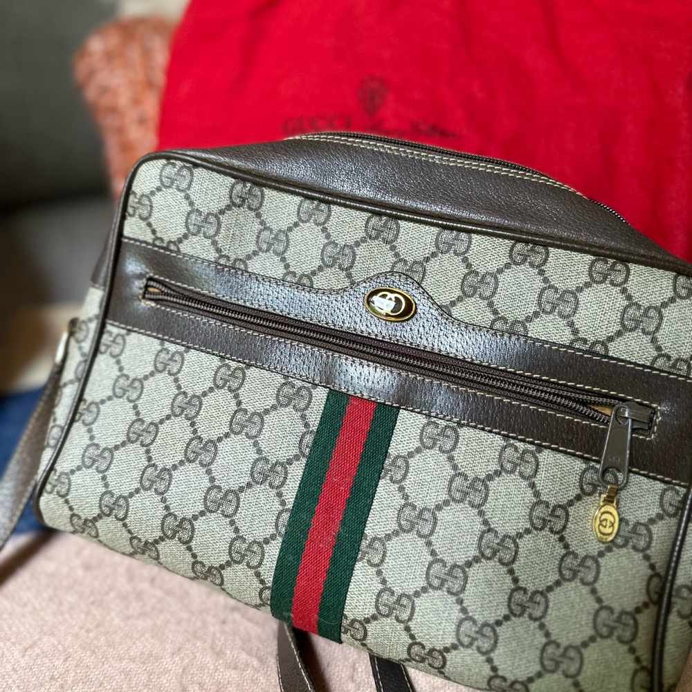 Gucci Vintage Sherry Line Canvas Brown crossbody/shoulder bag - Picture 13 of 14